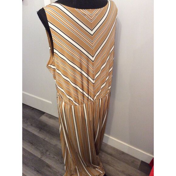 Maurices Plus XXL Mustard striped Button Front Maxi Dress Sleeveless - Picture 5 of 6